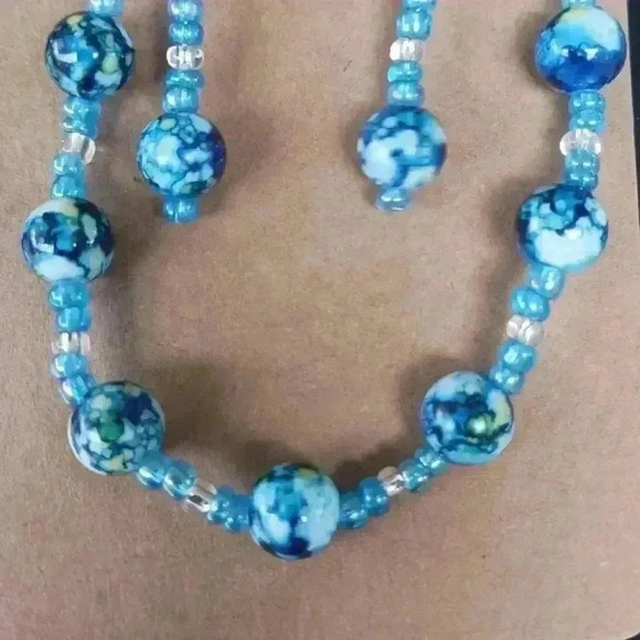 Handmade Beaded Necklace and Earrings Set - Picture 1 of 4